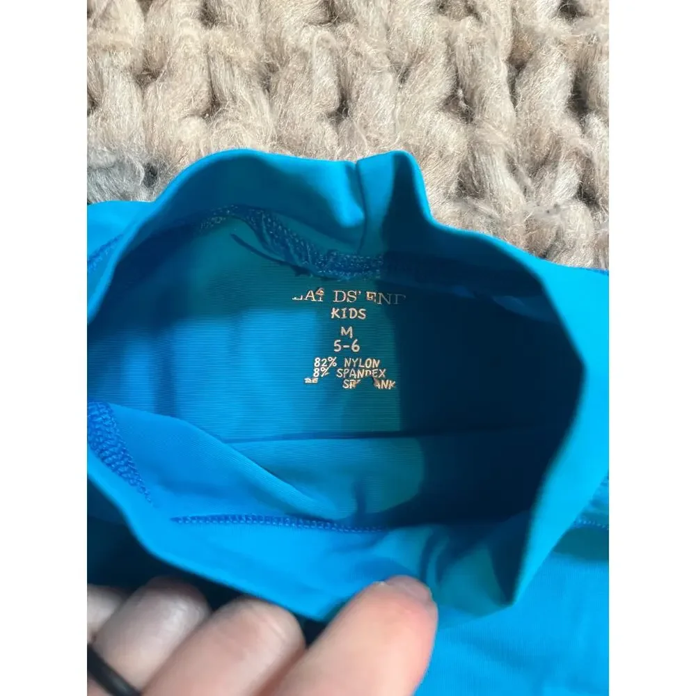 Lands end kids swim cover up long sleeve blue size med 5-6
